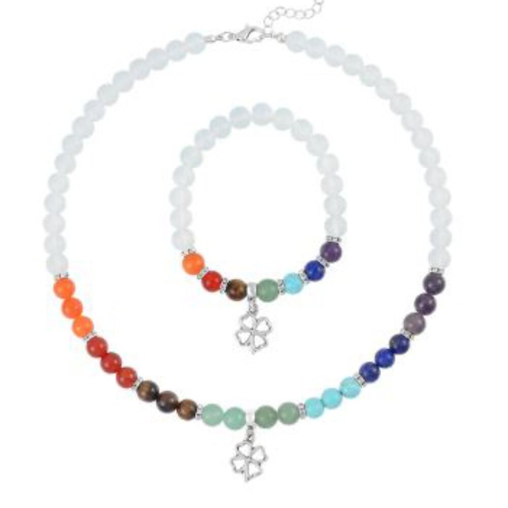 7 Chakra Multi Gemstone Beaded Stretch Bracelet and Necklace